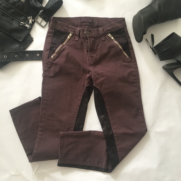 J Brand Two-Toned Burgundy Mahogany Cropped B-04 - Picture 1 of 8